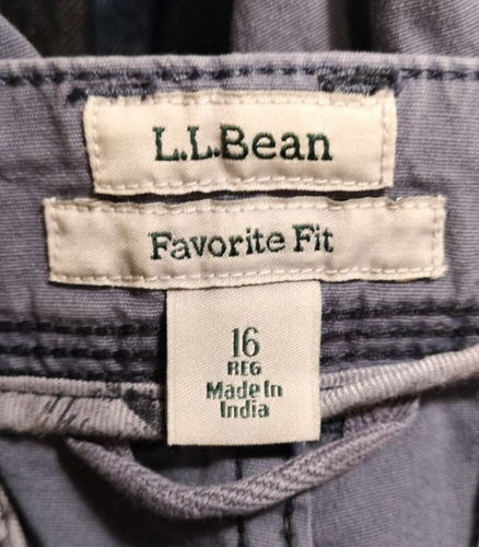 LL Bean Women's Pants Size 16R Favorite Fit Blue Cargo Cotton Stretch 6 Pockets - Picture 10 of 12