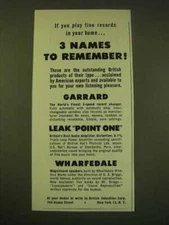 1950 British Industries Corp Ad - Garrard Leak Point One Wharfedale