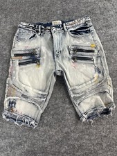 Smoke Rise Shorts Men 34 Cut Off Stretch Denim Paint Splattered Jean Biker N212