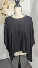 Davi Dani Sweater Womens Medium Black Oversized Wrap Boho Lagenlook Capsule 