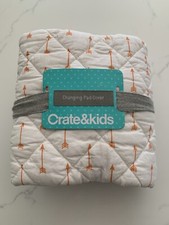 Crate  Kids Quilted Organic Cotton Changing Pad Cover Orange Aarow NWT