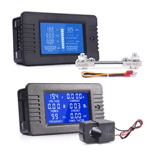 100A AC/DC Multimeter LCD Display Volt Meter Energy Monitor Ammeter for RV Solar