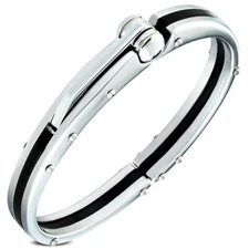 Fashion Alloy Black Silver-Tone Mens Handcuff Bracelet