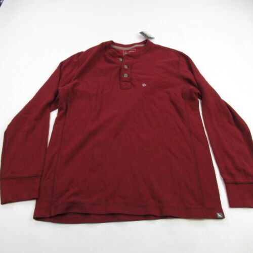 EDDIE BAUER 90s Y2K Style Henley Sweater Sz XL/Tall Gray 