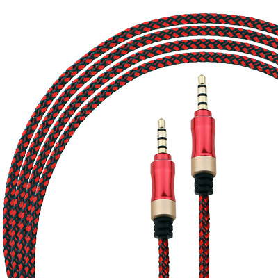 3FT 3.5mm AUX Male to Male Braided Stereo Audio Cable iphone headphone car AUX