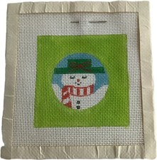 Handpainted Needlepoint Canvas Snowman 14 mesh 7x7  Winter Christmas Snow