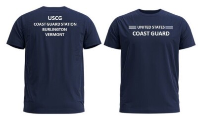 BURLINGTON COAST GUARD STATION* VERMONT * 2-SIDED PERFORMANCE POLYESTER SHIRT