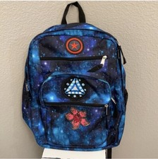 JanSport Galaxy Blue Backpack With Marvel Stranger Things Patches