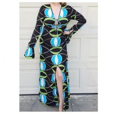 Vintage Allegra Hicks Women Psychedelic Kaftan Resort Wear Cover Up Dress OS