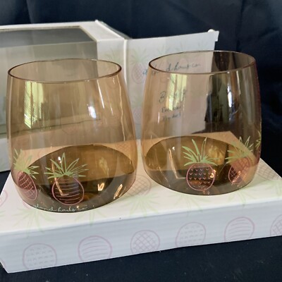 Tres Pinas Tumbler Set By Island Haus Beachly Pineapple Design Summer Beverage