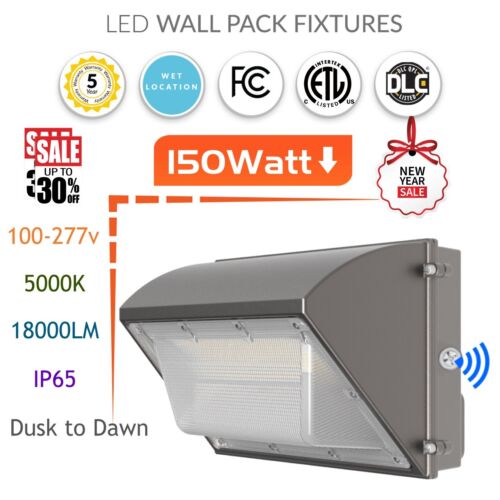 150WLED Wall Pack Light with Dusk to Dawn Photocell Commercial Security Lighting