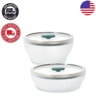 Stackable 4-Pc Glass Cookware with Silicone-Rimmed Lids for Healthy Meals