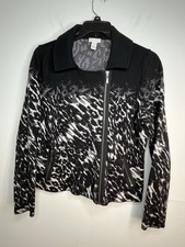 Chicos Abstract Cheetah Multi Tone ombre Blazer Jacket sz 2 / L 15 
