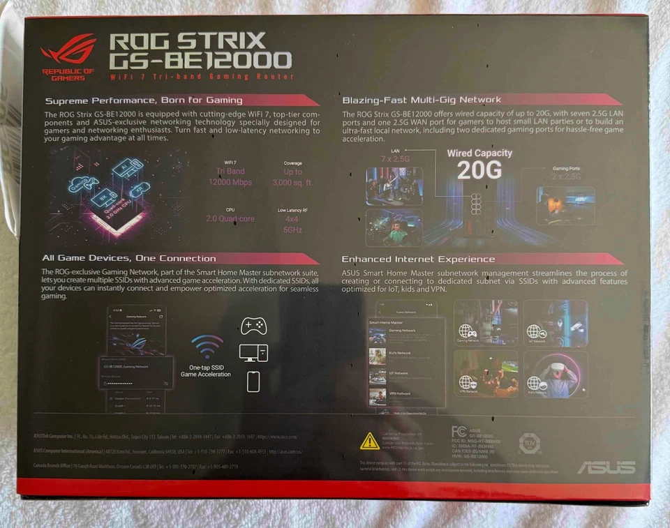 ASUS ROG Strix GS-BE12000 WiFi 7 Tri-Band AI MESH Gaming Router - NEW - Image 2 of 2
