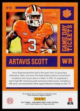 2017 Panini Contenders Draft Picks #26 Artavis Scott Game Day Tickets