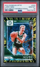 2024 PANINI DONRUSS OPTIC ELECTRICITY INTERNATIONAL #243 LARRY BIRD 38/75 PSA 10