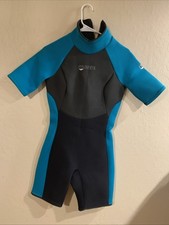 Mares Shorty Wetsuit Spring Suit Women's Size Large Back Turquoise Green Zipper