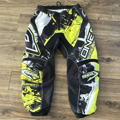 O'Neal Element Men's Motocross Pants Size 30 Ratchet Adj Waist Black/Yellow