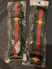 2PCS Luxury Green and Red Stripe Designer Collar & Lead Leash for M Large Dogs