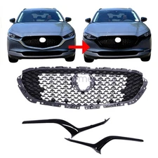 Front Grille with Molding Trim Gloss Black For 2020 2021 2022 2023 Mazda CX-30