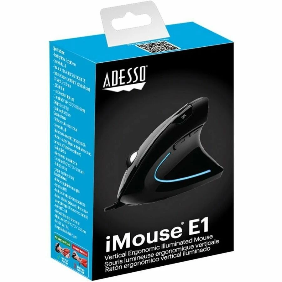 Adesso Imouse E1 - Vertical Ergonomic Illuminated Mouse - Optical - Cable - - Image 3 of 4