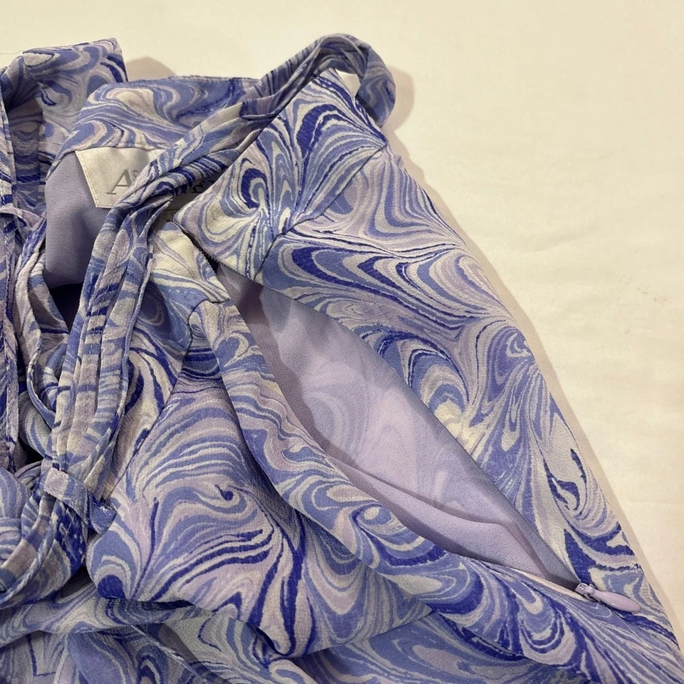 Vintage 90s Casual Annex Medium Abstract Artsy Midi Skirt Flowy Belted Retro - Image 4 of 4