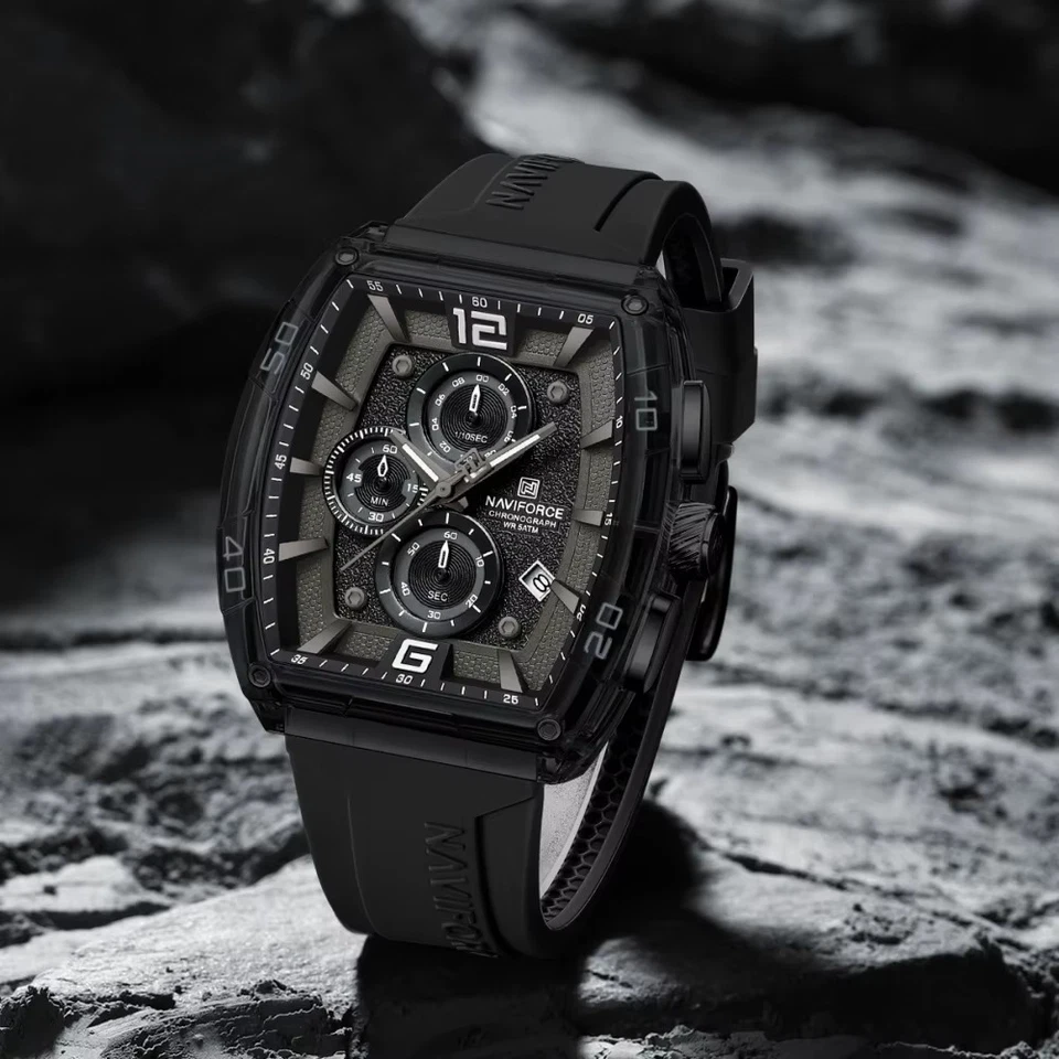 Reloj Hombre Naviforce Cronógrafo Luminoso Impermeable 50M Casual Silicona 45mm Estuche Foto 3 de 4