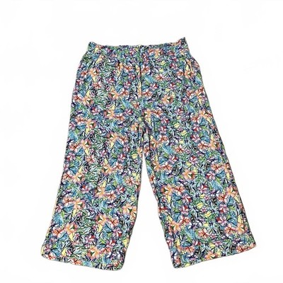 Caribbean Joe Women's Rayon Floral Print Coconut Girl Flowy Cropped Pants Small