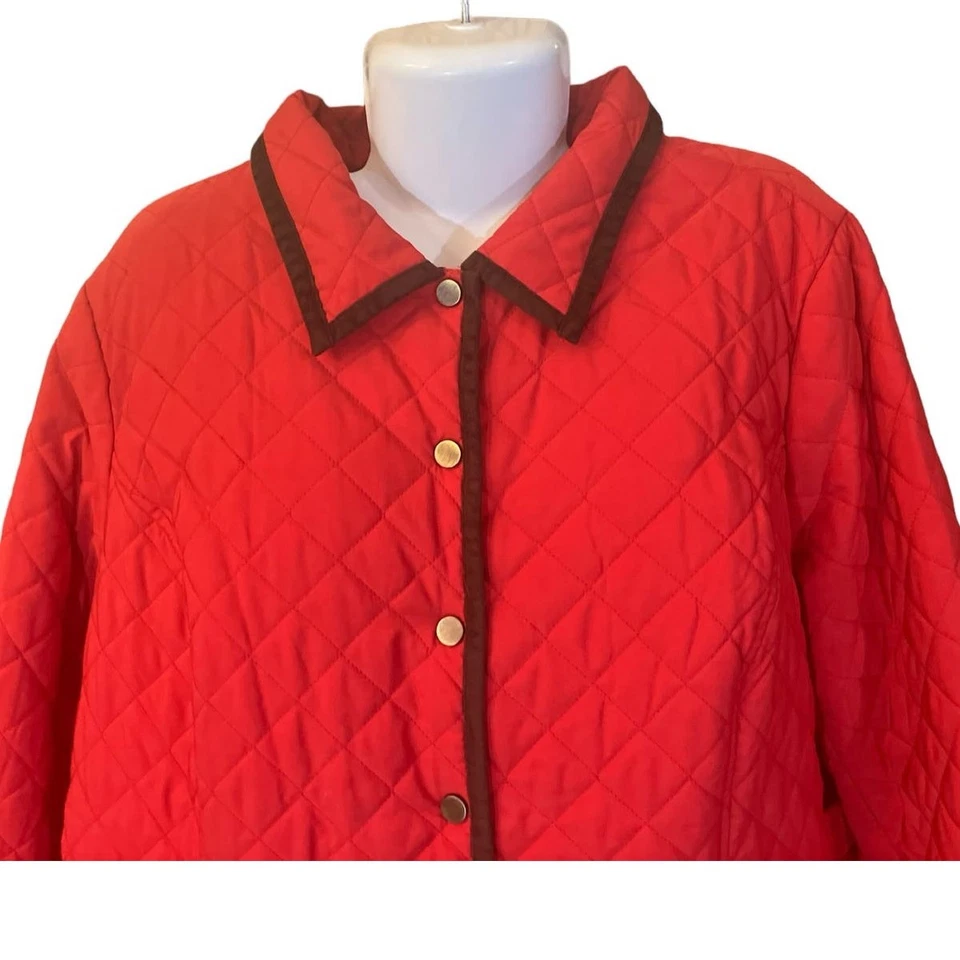 Chaqueta de granero acolchada roja Joan Rivers Plus para mujer ribete de gamuza sintética | Talla 3X  Foto 4 de 4
