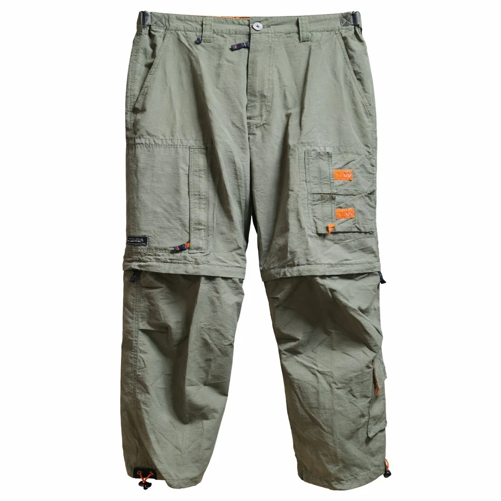 WEAR 1 FIRST Convertible Hiking Pant Sz 32x30 Green Cargo Zip-Off Baggy Gorpcore