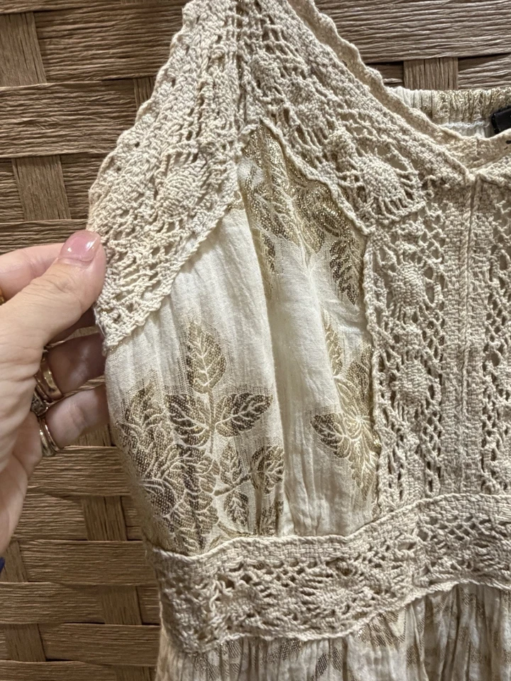 Anthropologie Me 2 Magic Womens Midi Dress MED Floral Boho Peasant crochet NWOT - Image 2 of 4