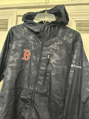Boston Red Sox Columbia MLB Rain Windbreaker Blue Jacket B Logo Mens Small VGUC - Bild 6 von 12