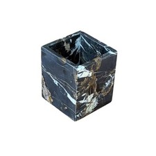 Natural Marble Stone Square Storage Container Empty Vessel Holder Black Brown