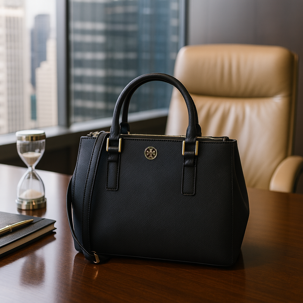 NEW Tory Burch Robinson Mini Double-Zip Black Saffiano Leather