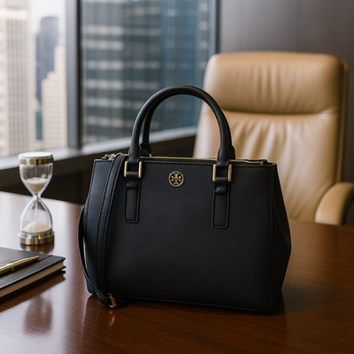 NEW Tory Burch Robinson Mini Double-Zip Black Saffiano Leather