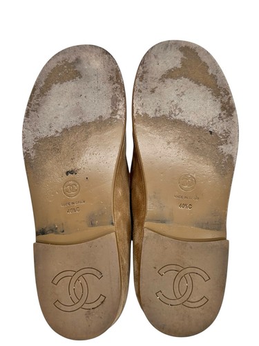 Chanel Mocasines Gamuza Talla 40,5 Zapatilla Mocasín Beige Piel de Oveja - Imagen 7 de 9