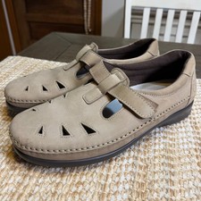 SAS Siesta Womens 10.5 Wide Taupe Leather Comfort Loafers Made in USA
