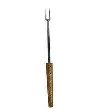 Vintage Androck Chrome Plate Grill Fork Wood Handle 21 Inch Made in USA BBQ Tool