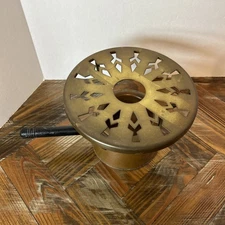 VTG Copper And Brass With Wood Handle Sterno Warming Stand