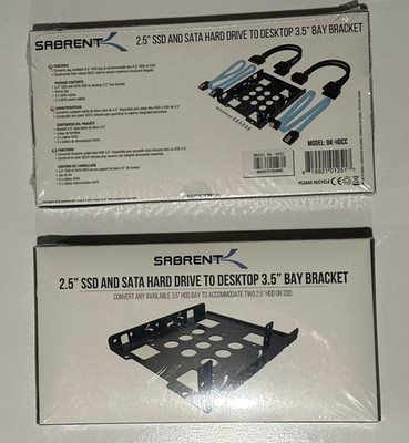 Lot of 2 Sabrent BK-HDCC 2.5'' SSD SATA Hard Drive to 3.5'' Desktop Bay Bracket Se
