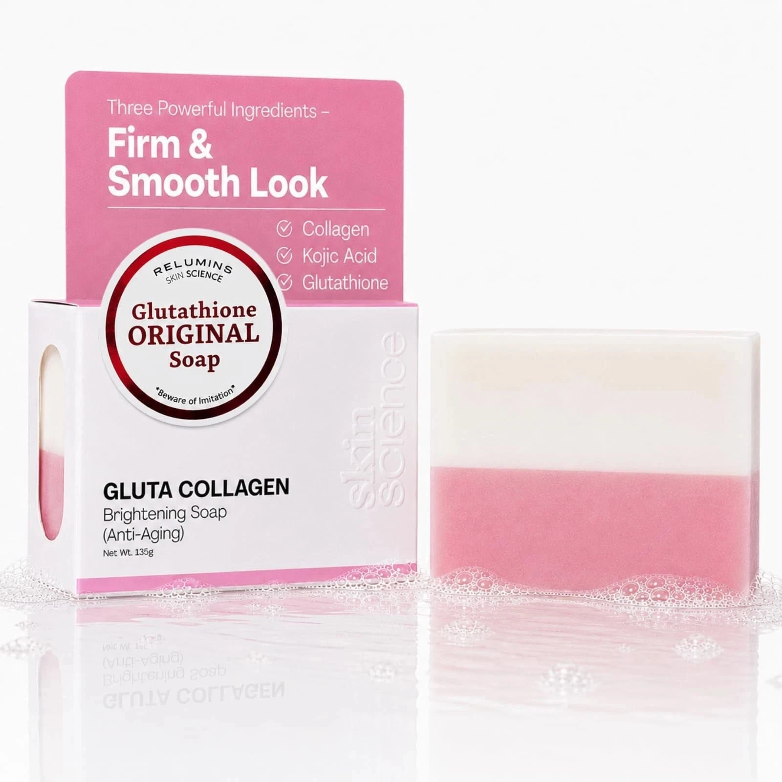 Gluta Collagen Placenta Soap Bar, Anti-Aging & Dark Spot Correcting Soap – 135g