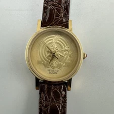 Vintage Armitron Bugs Bunny Watch Women Gold Tone Dark Brown Band New Battery