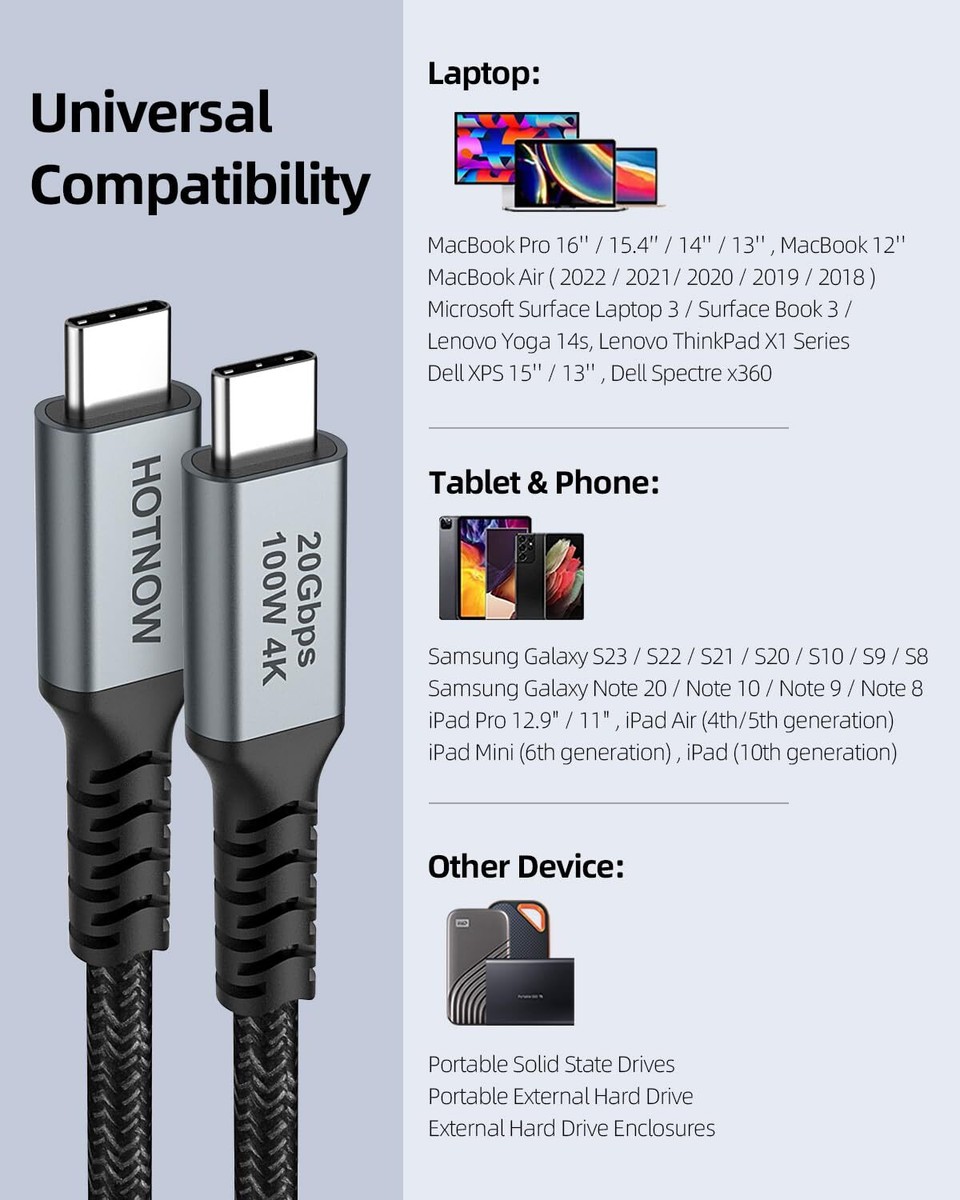 Superer - Cavo Di Ricarica Veloce Da USB C A USB C, Compatibile - Foto 5