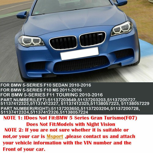 2 Lines Front Kidney Grille For BMW F10 528i 535i 550i M5 2010-2016 Gloss Black - Picture 3 of 11