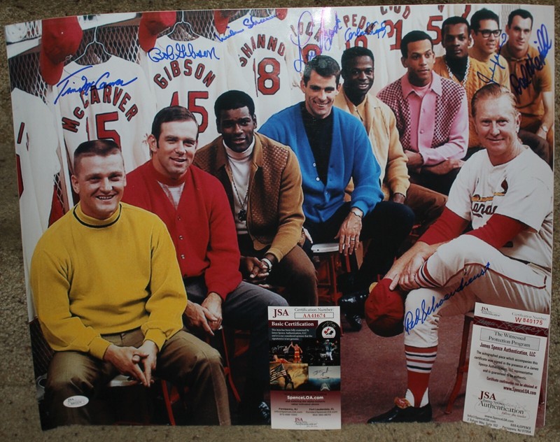 1968 St Louis Cardinals "Million Dollar" Team signed 16x20 by 8 Gibson Brock JSA