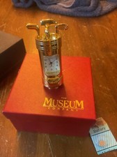 Brass Desk Clock Golf Bag with clubs Museum Co