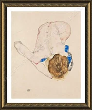 Woman With Blue Stockings by Egon Schiele | Framed canvas | Wall art giclee