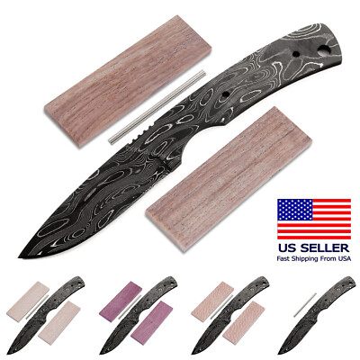 Damascus Knife Making Kit - Lynx - (7 Handle Options) - DIY Blade Kit