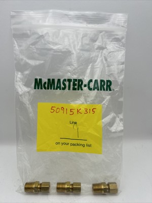 McMaster-Carr Compression Tube Adapter, 1/4'' Tube OD x 1/4'' NPTF Male *3-Pack*