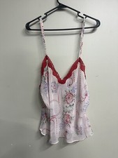 Vintage Dainty Pink Floral Sheer Lingerie Womens 1XL Lingerie